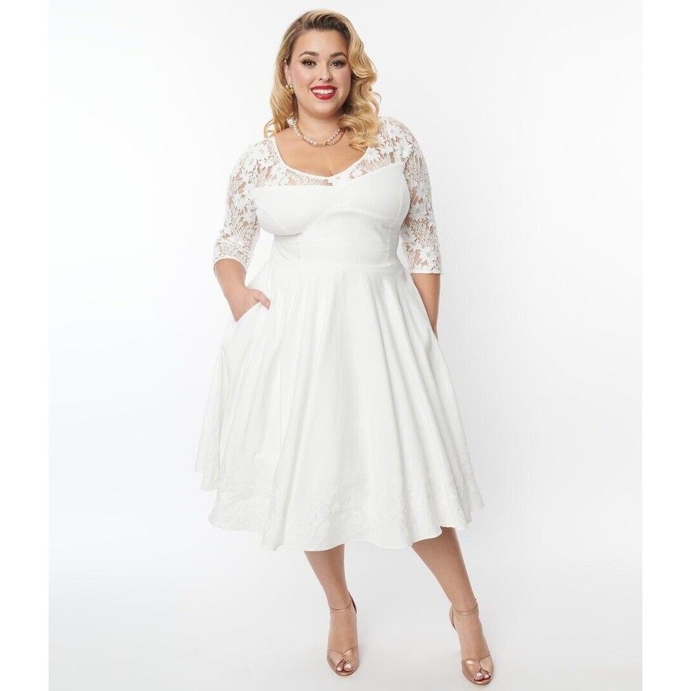 NWT Neck Lace Dress Size 4XL 1950s Retro Style Wedding, Events Dress W/ POCKETS